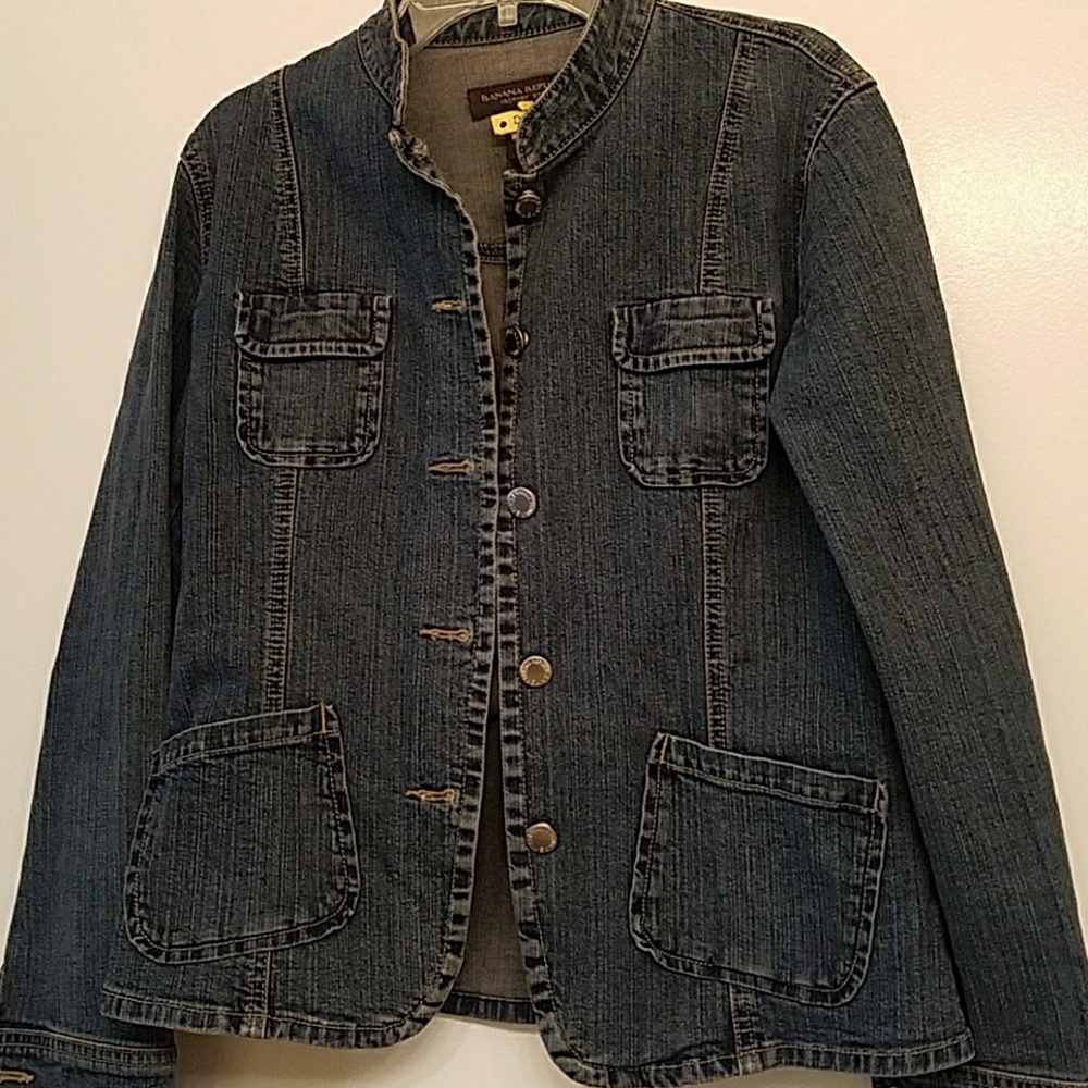 Banana Rep Fitted denim jacket in blazer cut